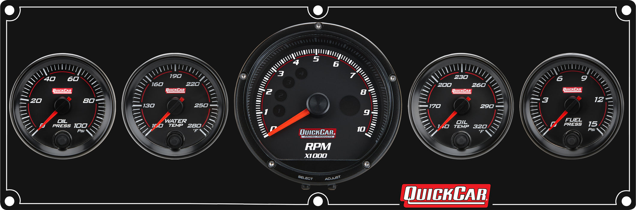 Quickcar Racing Products QRP69-4051 Redline 4-1 Gauge Panel OP/WT/OT/FP w/Recall Tac