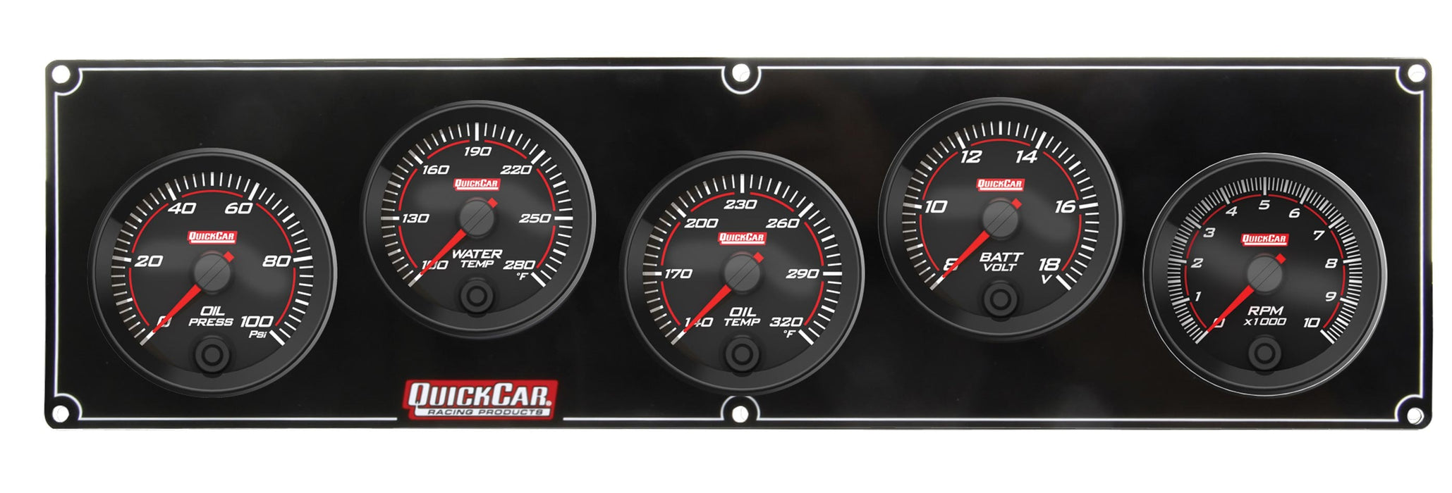 Quickcar Racing Products QRP69-4257 Redline 4-1 Gauge Panel OP/WT/OT/Volt w/2-5/8 Ta