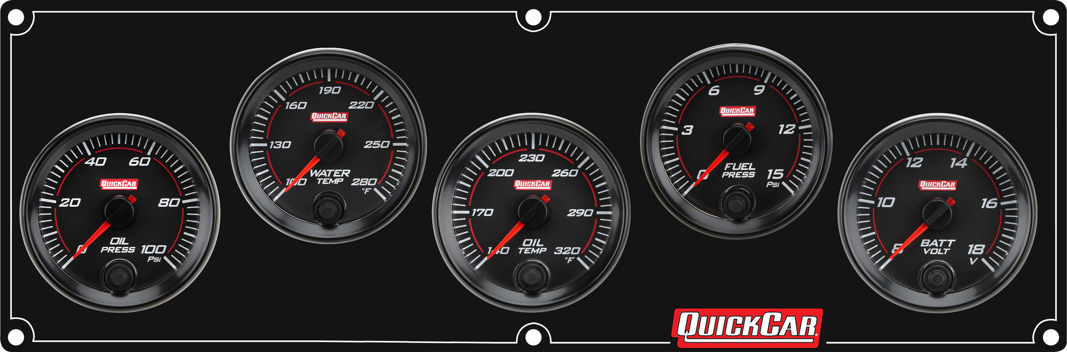 Quickcar Racing Products QRP69-5037 Redline 5 Gauge Panel OP/WT/OT/FP/VOLT