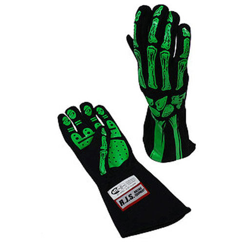 Rjs Safety RJS600090146 Single Layer Lime Green Skeleton Gloves Large