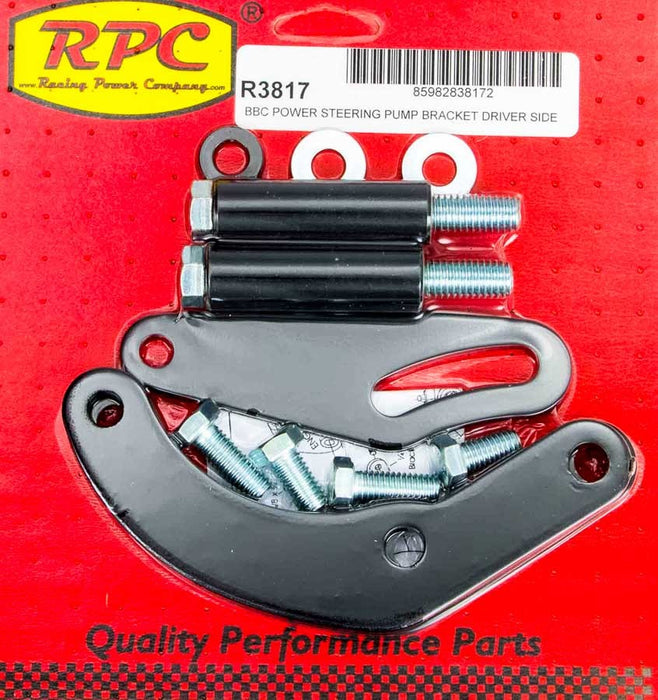Racing Power Co-packaged RPCR3817 BBC Saginaw Power Steer Bracket Swp Black