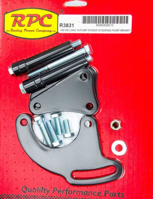 Racing Power Co-packaged RPCR3831 SBC Saginaw Power Steer Bracket Lwp Black