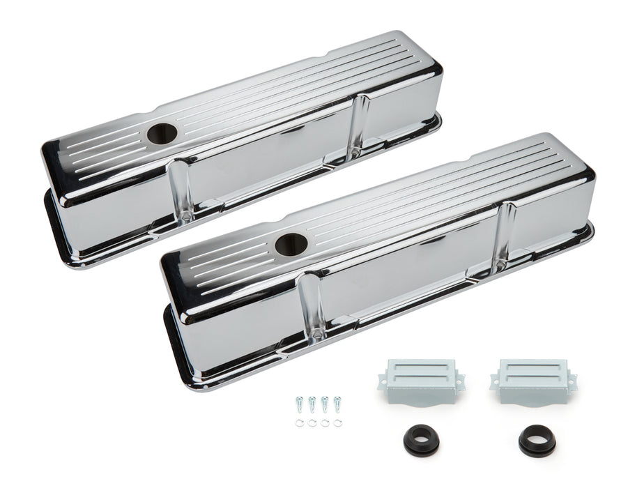 Racing Power Co-packaged RPCR6130C SBC Aluminum Valve Cover Chrome Ball Milled Pair
