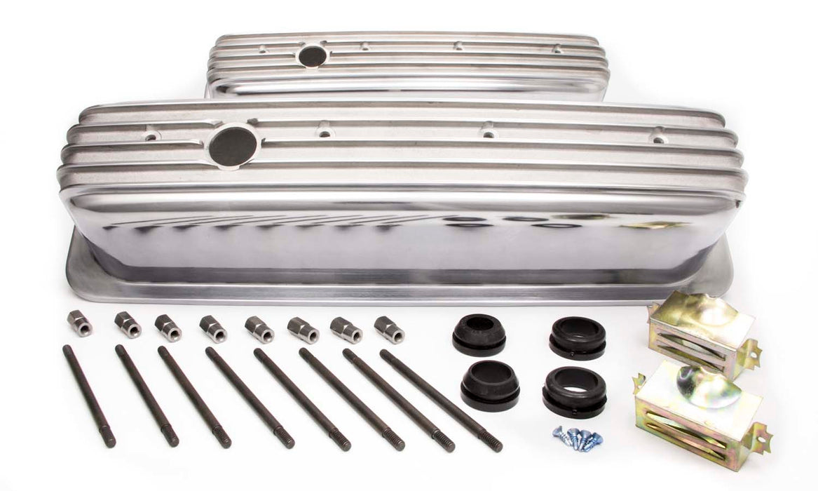 Racing Power Co-packaged RPCR6191 SBC Alum Finned Tall Center Bolt V/C Polished