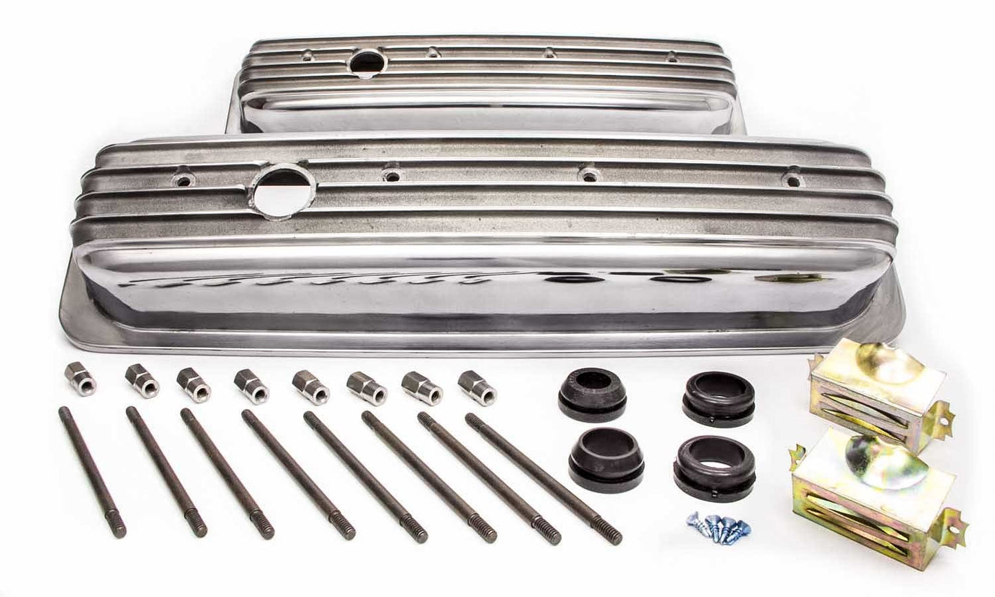 Racing Power Co-packaged RPCR6196 SBC Alum Finned Short Center Bolt V/C Polished