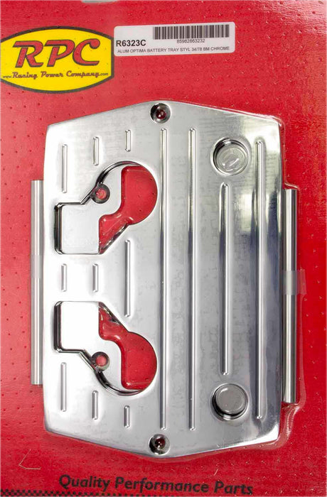 Racing Power Co-packaged RPCR6323C Optima Alum Ball Milled Battery Tray Chrome