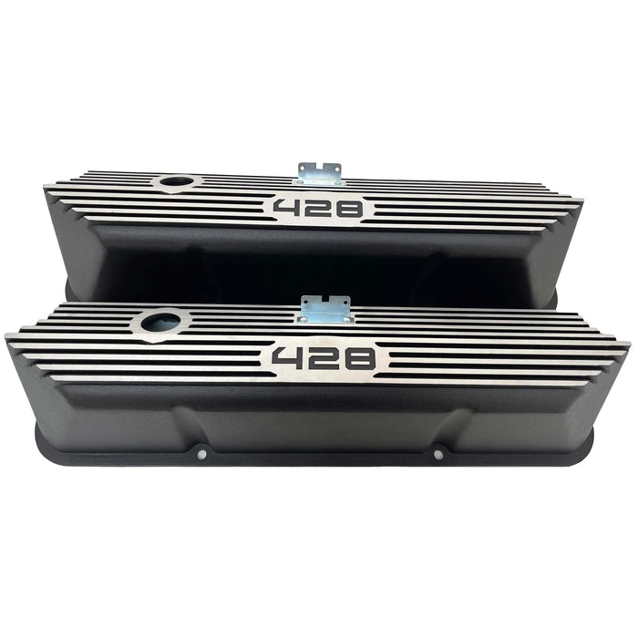 Racing Power Co-packaged RPCR7683BK Valve Covers Aluminum Tall Ford 428 CID Logo