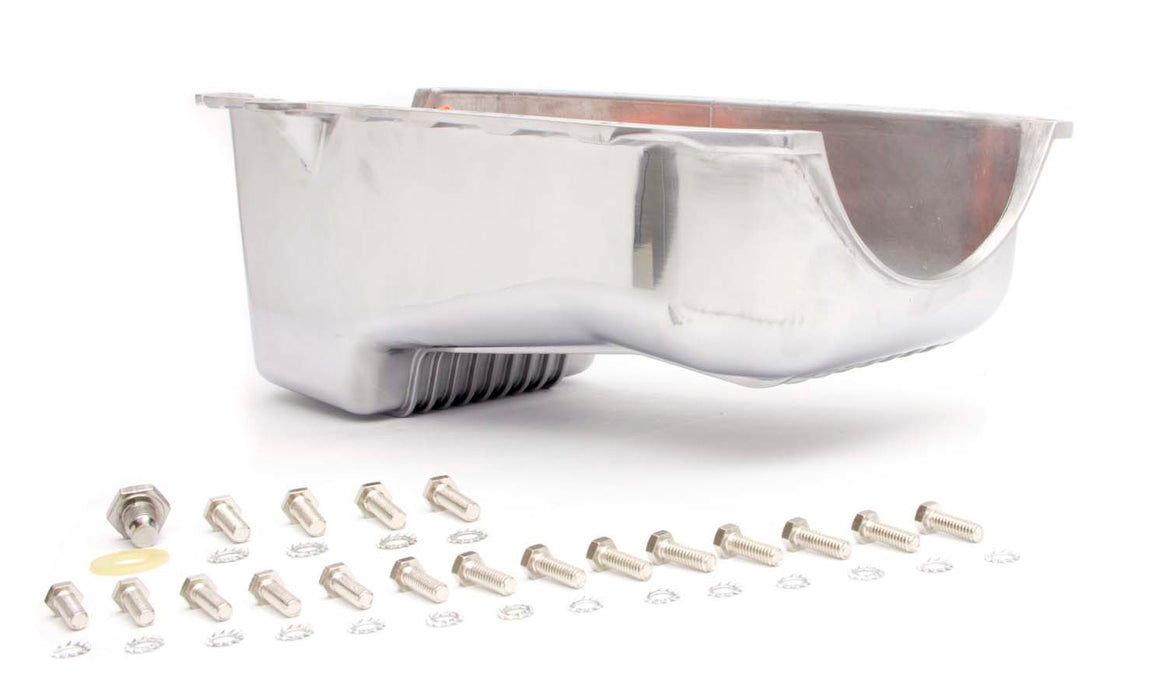 Racing Power Co-packaged RPCR8444 86- SBC Alum Stock Oil Pan Polished