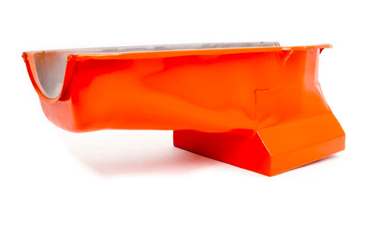 Racing Power Co-packaged RPCR9726 55-79 SBC Steel Drag Race Oil Pan Orange