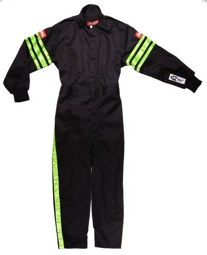 Racequip RQP1950792 Black Suit Single Layer Kids Small Green Trim
