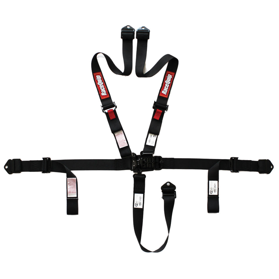 Racequip RQP809009 Harness 5pt L&L 2in P/U Lap Black SFI 16.1