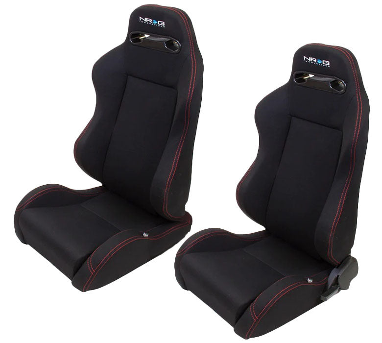 Nrg Innovation NRGRSC-200L/R Seat Type-R Reclinable Black Cloth w/Red Stitch
