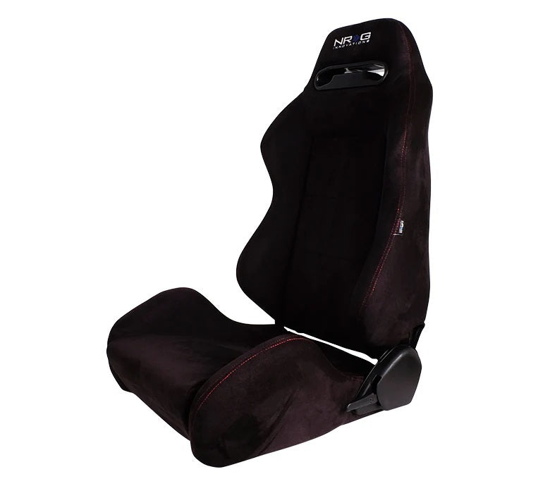 Nrg Innovation NRGRSC-220L/R Seat Type-R Reclinable Black Suede w/Red Stich