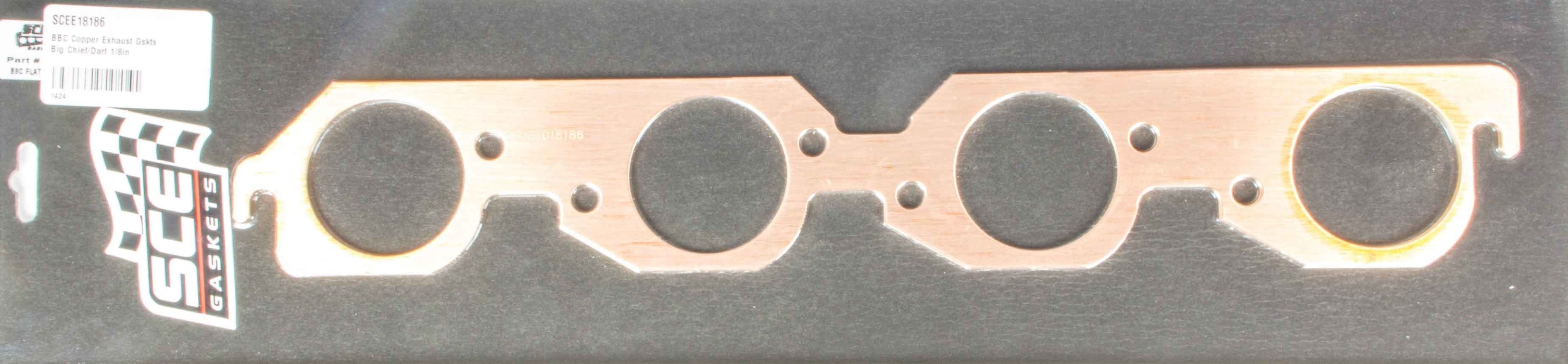 Sce Gaskets SCEE18186 BBC Copper Exhaust Gskts Big Chief/Dart 2.385in