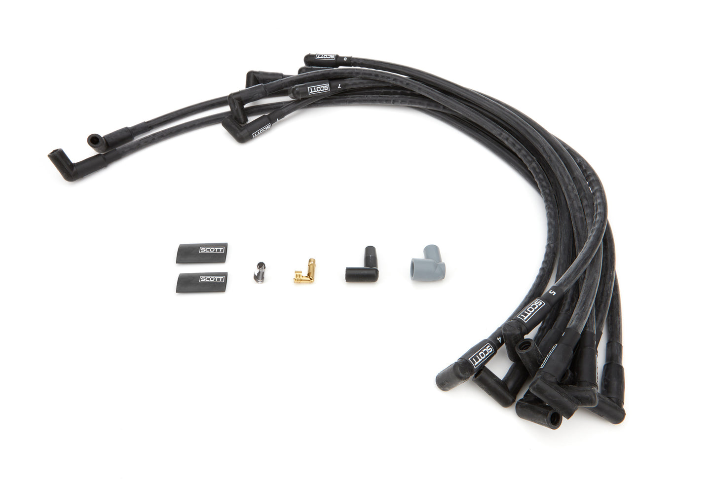 Scott Performance SPWCH-402-1 SBC Spark Plug Wire Set 90-Degree - Black