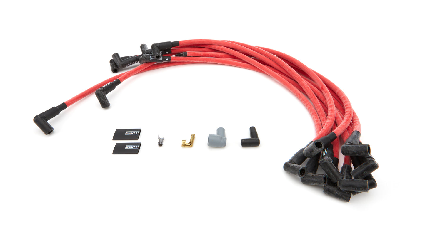 Scott Performance SPWCH-402-2 SBC Spark Plug Wire Set 90-Degree - Red