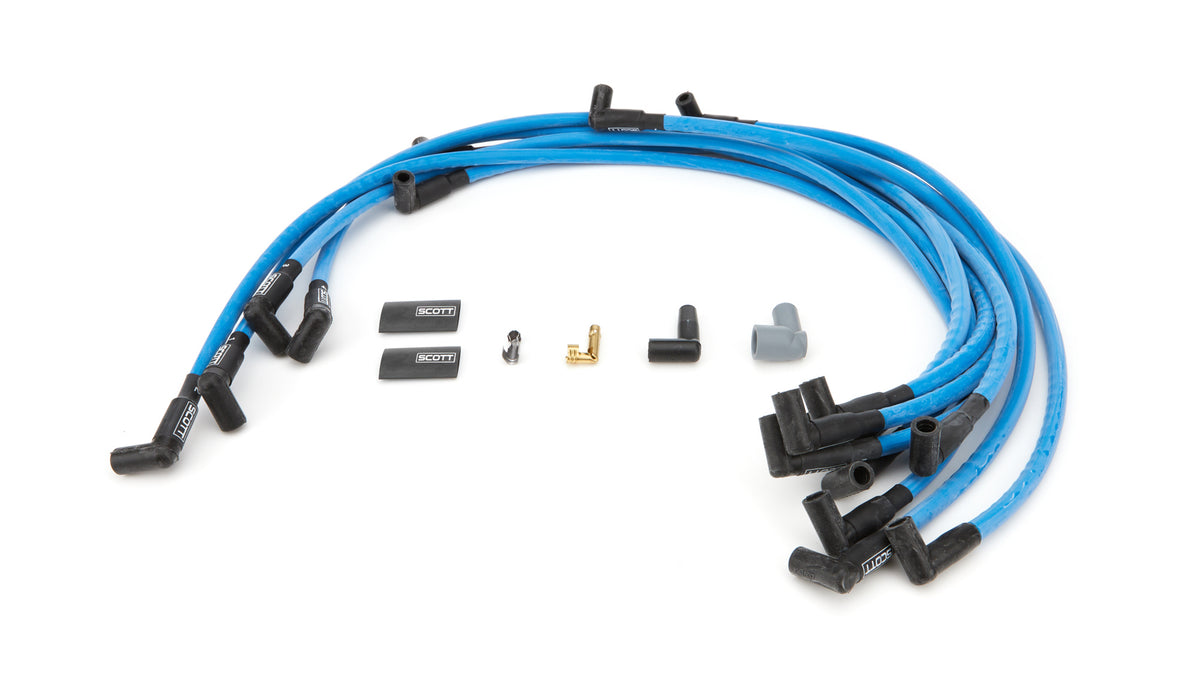 Scott Performance SPWCH-407-4 SBC Spark Plug Wire Set 90-Degree - Blue
