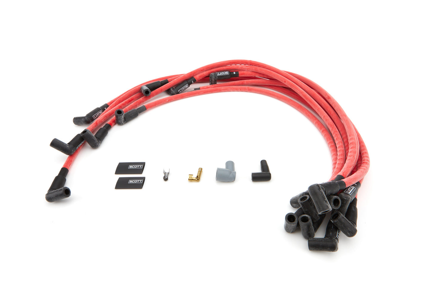 Scott Performance SPWCH-516-2 BBC Spark Plug Wire Set 90-Degree - Red