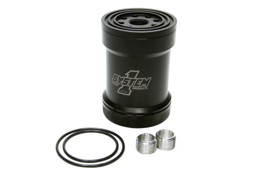 System One SYS209-561B Billet Oil Filter w/Blt Cap 45 Micron - Black