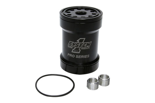 System One SYS209-561BPS Billet Oil Filter w/Blt Cap 45 Micron - Black