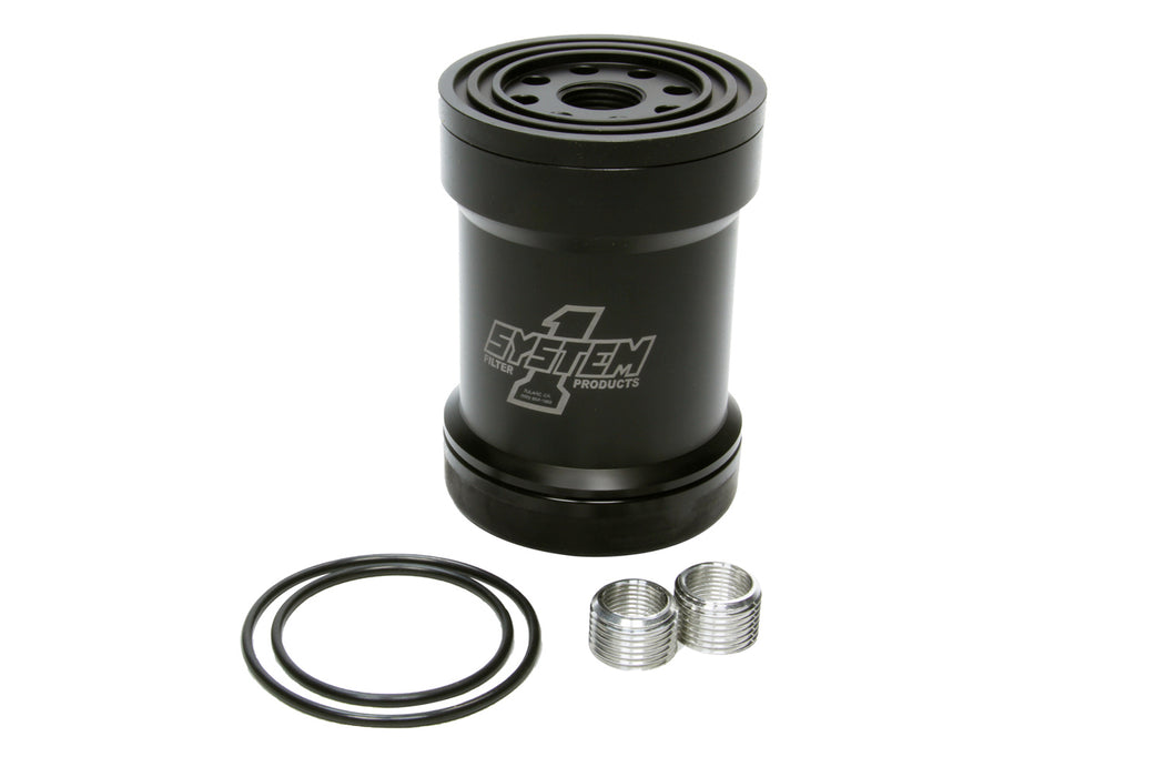 System One SYS209-561B Billet Oil Filter w/Blt Cap 45 Micron - Black