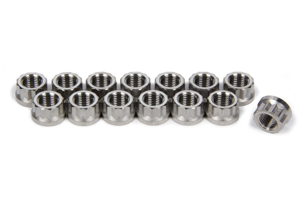 Ti22 Performance TIP1124 Header Flange Nut Set 12pt Titanium 14pcs
