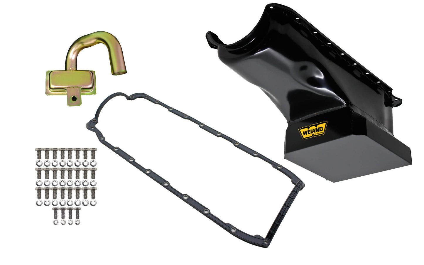 Weiand WEI5032WND 6qt Oil Pan Kit BBC Black Finish