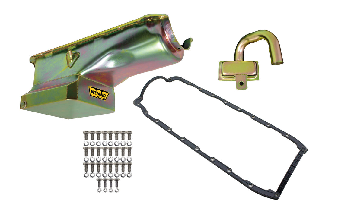 Weiand WEI5033WND 6qt Oil Pan Kit BBC Zinc Finish