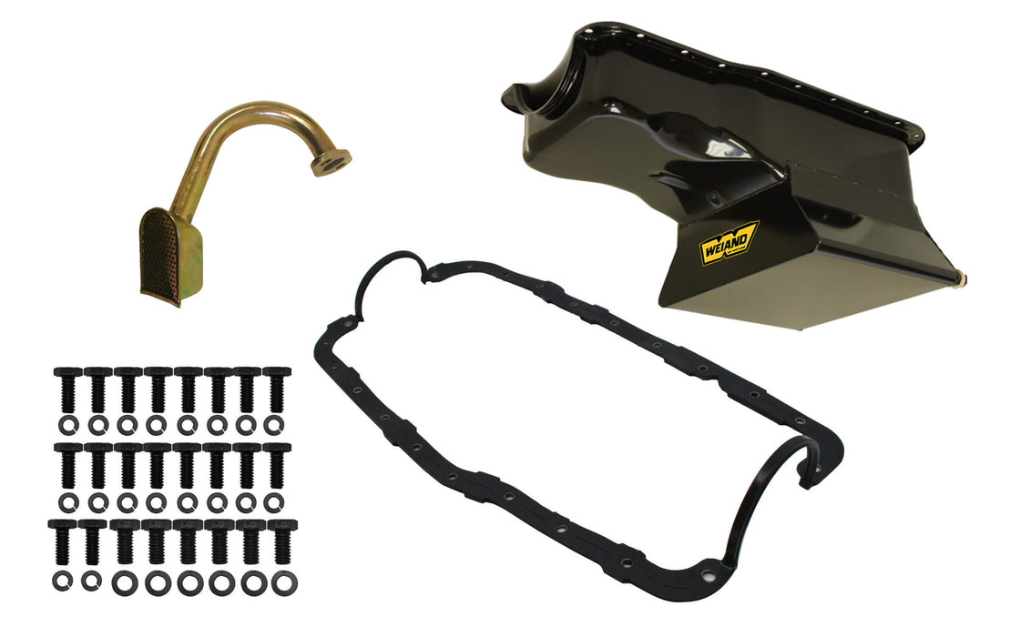 Weiand WEI5036WND 7qt Oil Pan Kit Frt Sump SBF 351W 65-87 Black