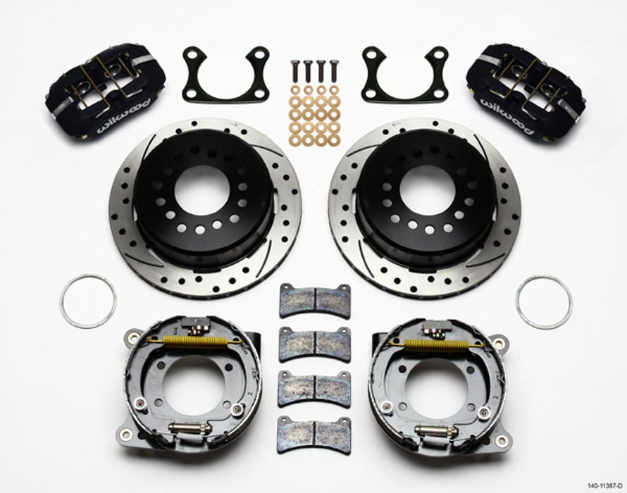 Wilwood WIL140-11387-D Rear Disc Brake Kit Big Ford Drilled w/Park Brk