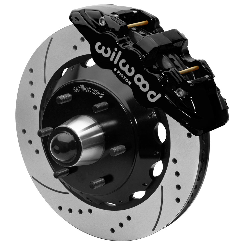 Wilwood WIL140-16459-D Front Brake Kit C10 6Lug AERO6 14in Drilled Blk