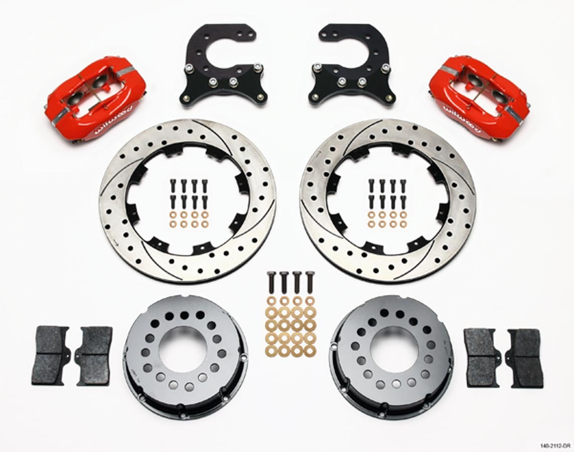 Wilwood WIL140-2112-DR Brake Kit Rear Chevy 12- Bolt Billet Caliper Red