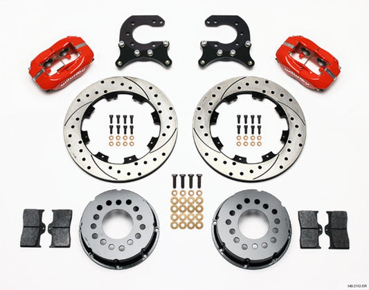 Wilwood WIL140-2112-DR Brake Kit Rear Chevy 12- Bolt Billet Caliper Red