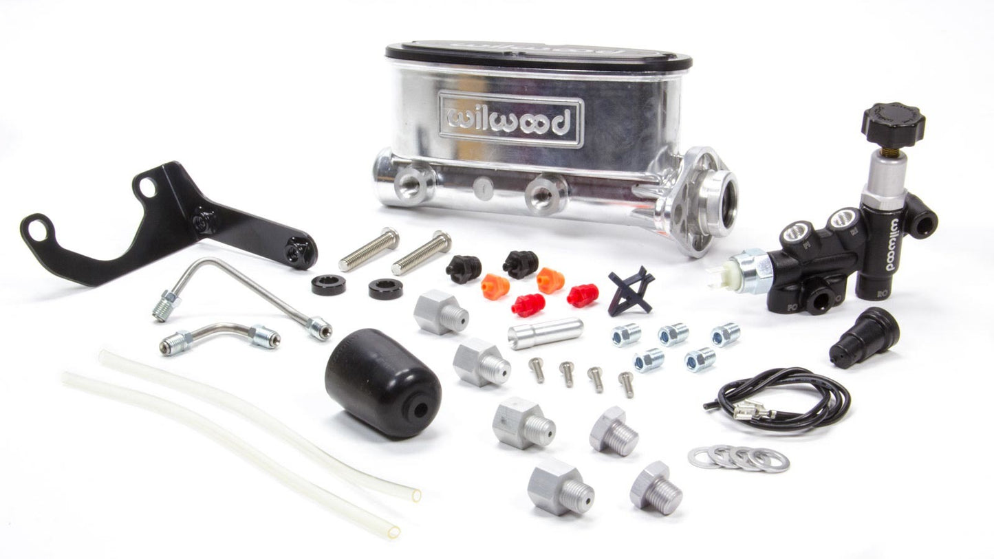 Wilwood WIL261-13269-P Alum Tandem M/C Kit w/ Brkt & Prop Valve 1in