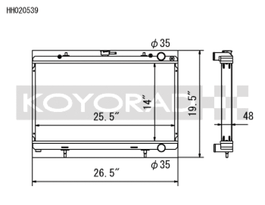 Koyo HH020539 89-94 Nissan 240SX S13 2.4L KA24E/DE (MT) Radiator