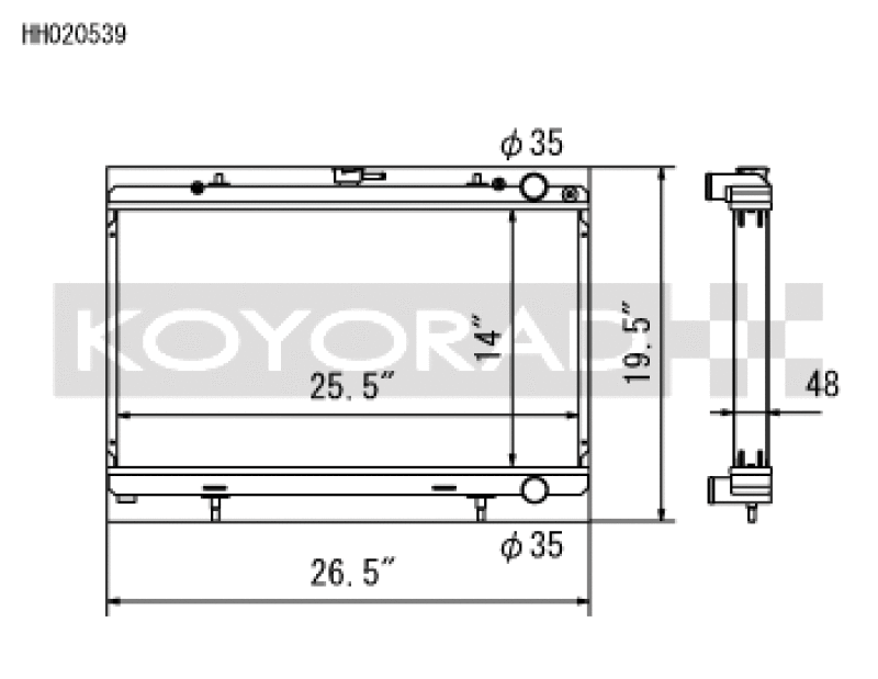Koyo HH020539 89-94 Nissan 240SX S13 2.4L KA24E/DE (MT) Radiator
