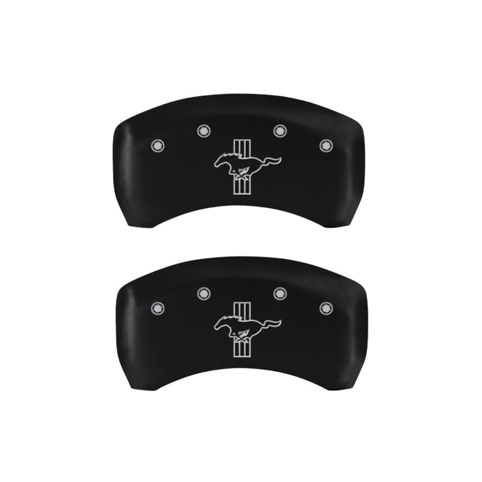 MGP 10198SMBPRD 4 Caliper Covers Engraved Front Mustang Engraved Rear Bar & Pony Red finish silver ch