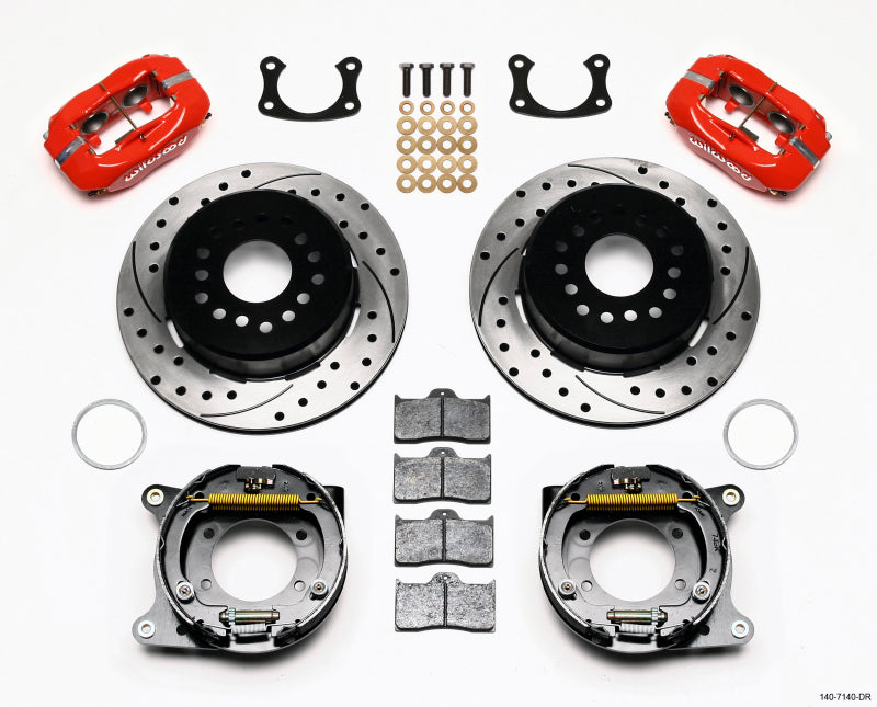 Wilwood 140-7140-DR Forged Dynalite P/S P-B Kit Drilled-Red New Big Ford 2.50in Offset