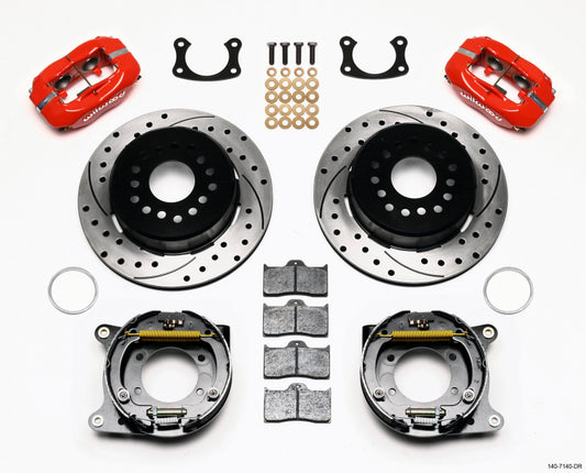 Wilwood 140-7140-DR Forged Dynalite P/S P-B Kit Drilled-Red New Big Ford 2.50in Offset