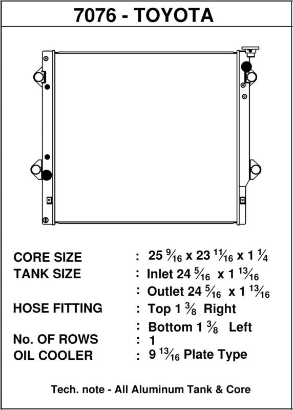 CSF 7076 06-14 Toyota FJ Cruiser 4.0L / 03-09 Toyota 4Runner 4.0L / 2010 Toyota 4Runner 2.7L Radiator