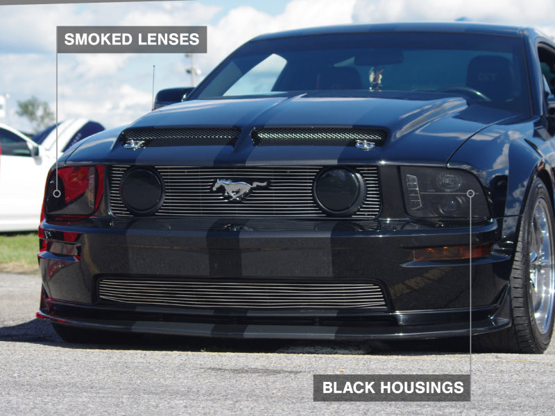 Raxiom 49128 05-09 Ford Mustang w/ Halogen LED Halo Prjctr Headlights-Blk Hsng(Smoked Lens Exclude GT500)
