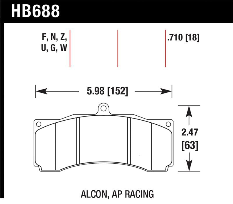 Hawk Performance HB688U.710 Hawk DTC-70 Universal Performance Compound Racing Brake Pads