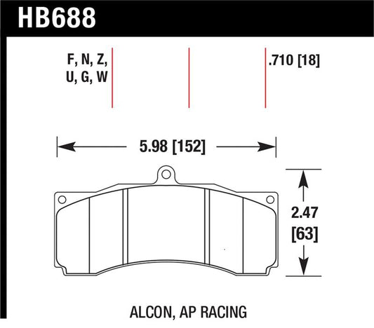 Hawk Performance HB688U.710 Hawk DTC-70 Universal Performance Compound Racing Brake Pads
