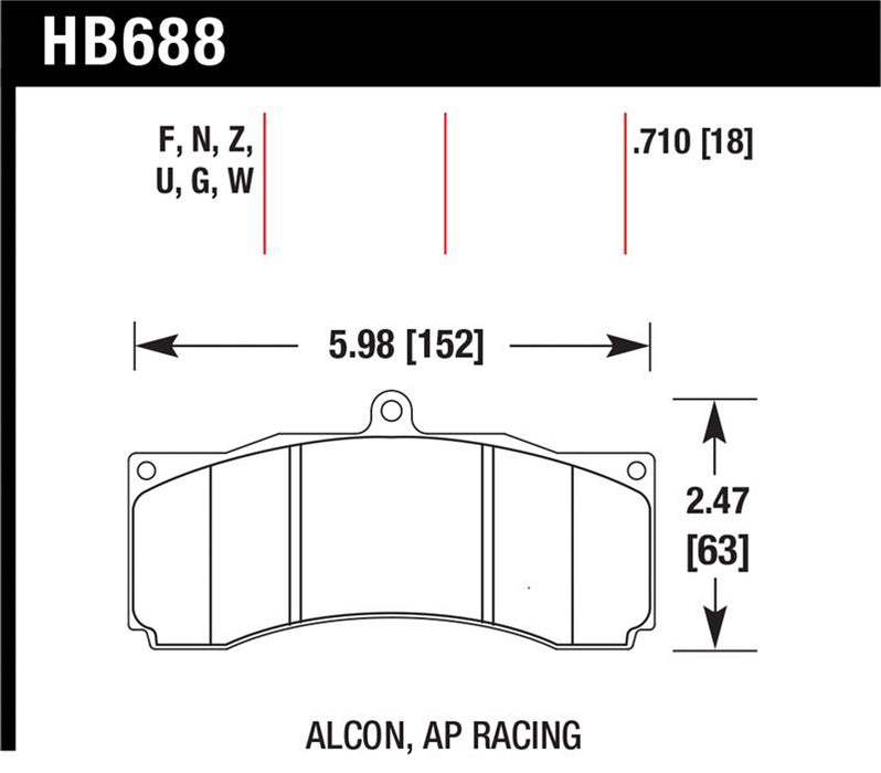 Hawk Performance HB688U.710 Hawk DTC-70 Universal Performance Compound Racing Brake Pads