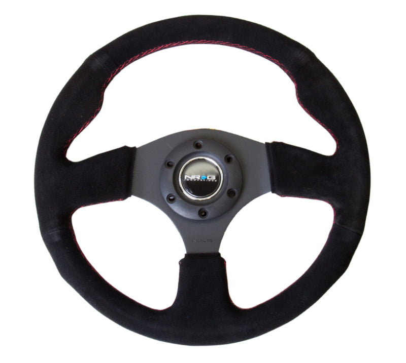 NRG RST-012S-RS Reinforced Steering Wheel (320mm) Suede w/Red Stitch