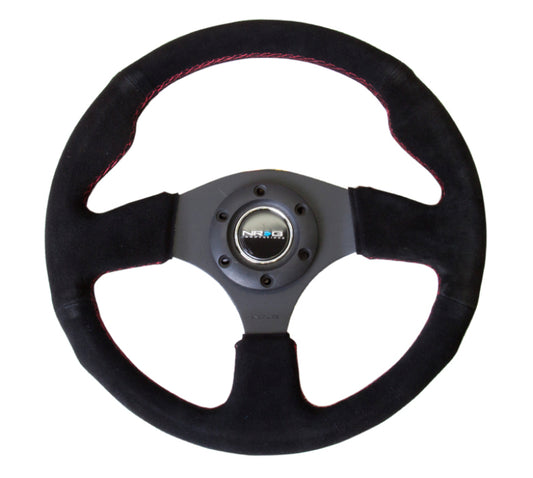NRG RST-012S-RS Reinforced Steering Wheel (320mm) Suede w/Red Stitch