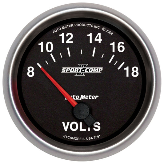 Autometer ATM7691 2-5/8 Gauge Voltmeter 18V Electric Sport-Comp