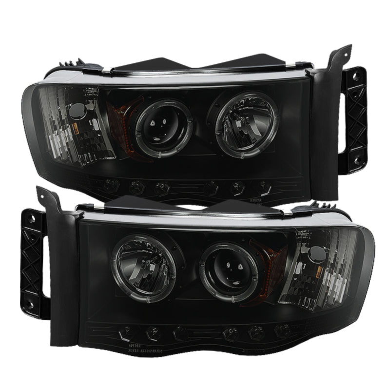SPYDER 5078384 Spyder Dodge RAM 1500 02-05 03-05 Projector Headlights LED Halo LED Blk Smke PRO-YD-DR02-HL-BSM