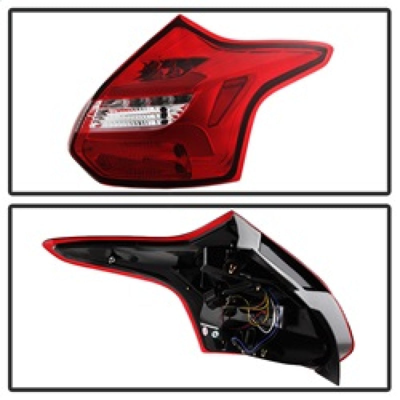 SPYDER 5085153 Spyder 12-14 Ford Focus 5DR LED Tail Lights - Red Clear (ALT-YD-FF12-LED-RC)