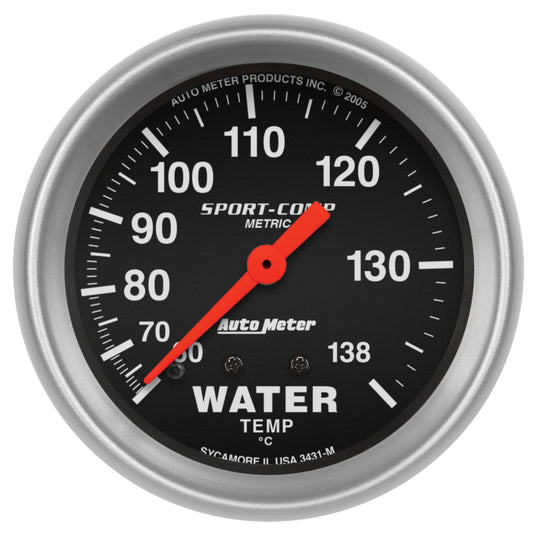 AutoMeter 3431-M Autometer 2-5/8in 60-140 Degree C Mechanical Water Temperature Sport-Comp Gauge